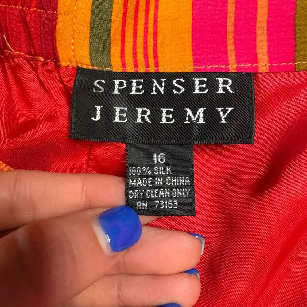 Spenser Jeremy 2 Piece Striped Dress Skirt and Top Size 16 100% Silk Chiffon - Picture 3 of 11